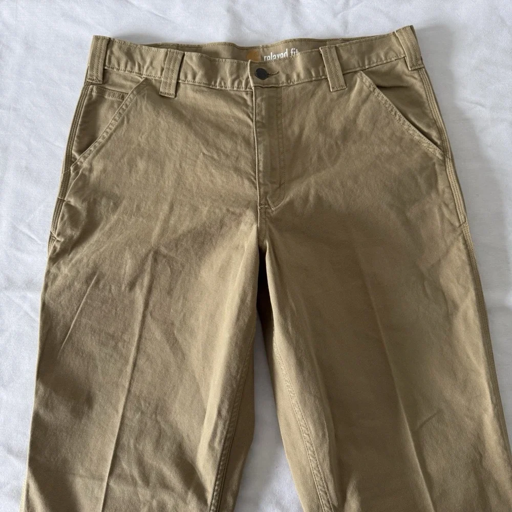 Carhartt Relaxed Fit Rigby Dungaree Pants Mens 34x34 Straight Beige Workwear